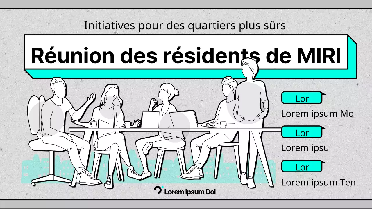 Promouvoir une réunion publique simple, grise et menthe