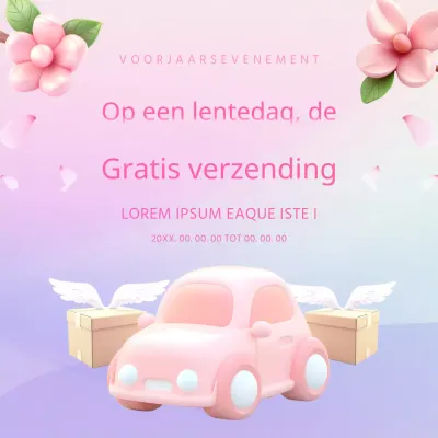 Marketingposts voor de voorjaarsuitverkoop met knallend roze en paars