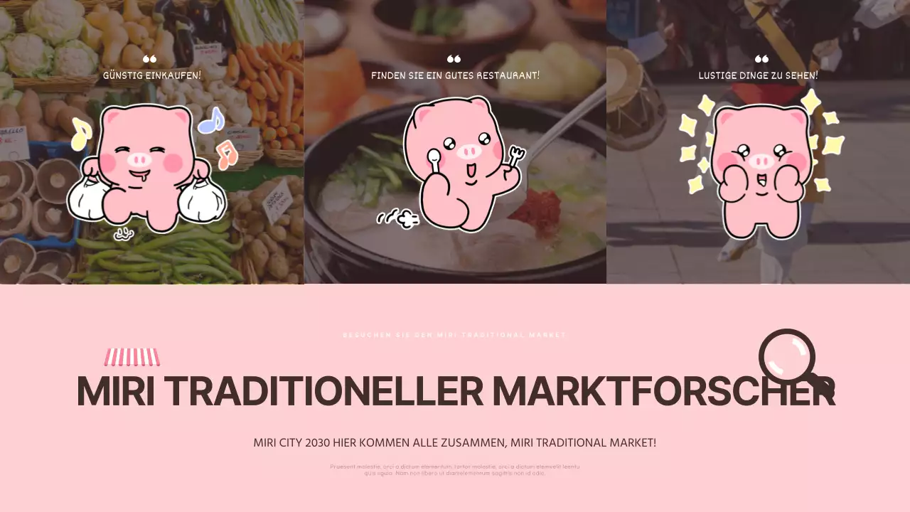 Förderung des rosa und braunen Farbschemas der traditionellen Märkte