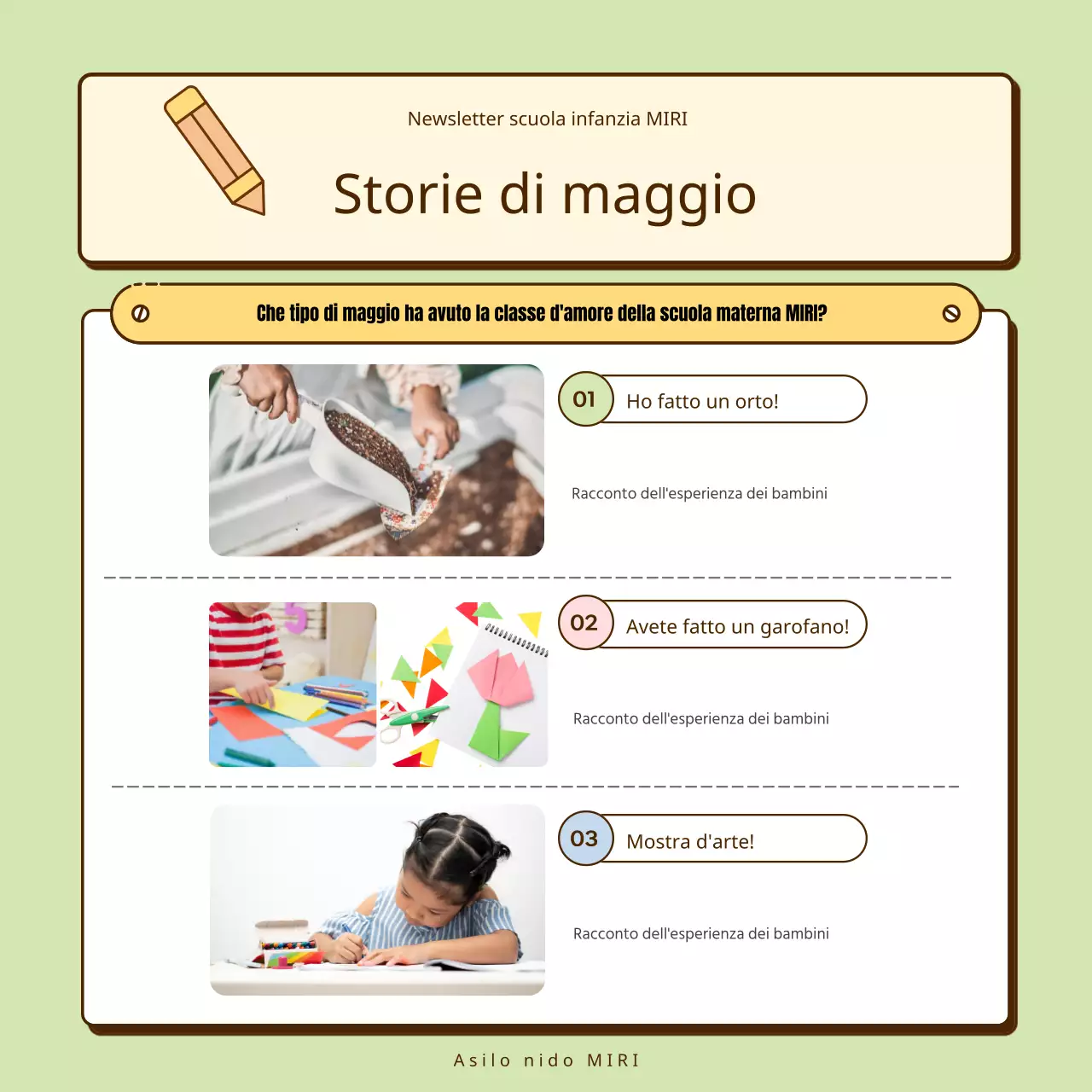 Una raccolta di simpatici annunci per l'asilo giallo e rosa