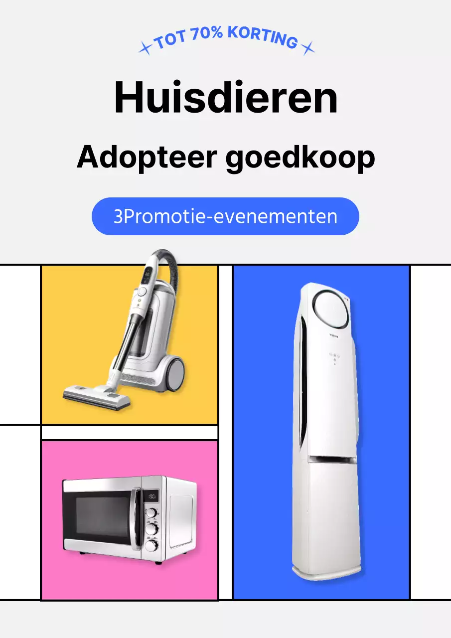 Promoot eenvoudige huishoudelijke apparaten in grijs en blauw