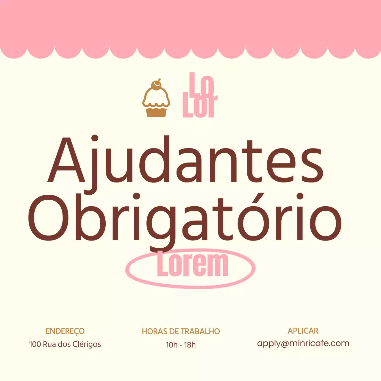Pink and Brown Simple Bakery Contratação de pessoal