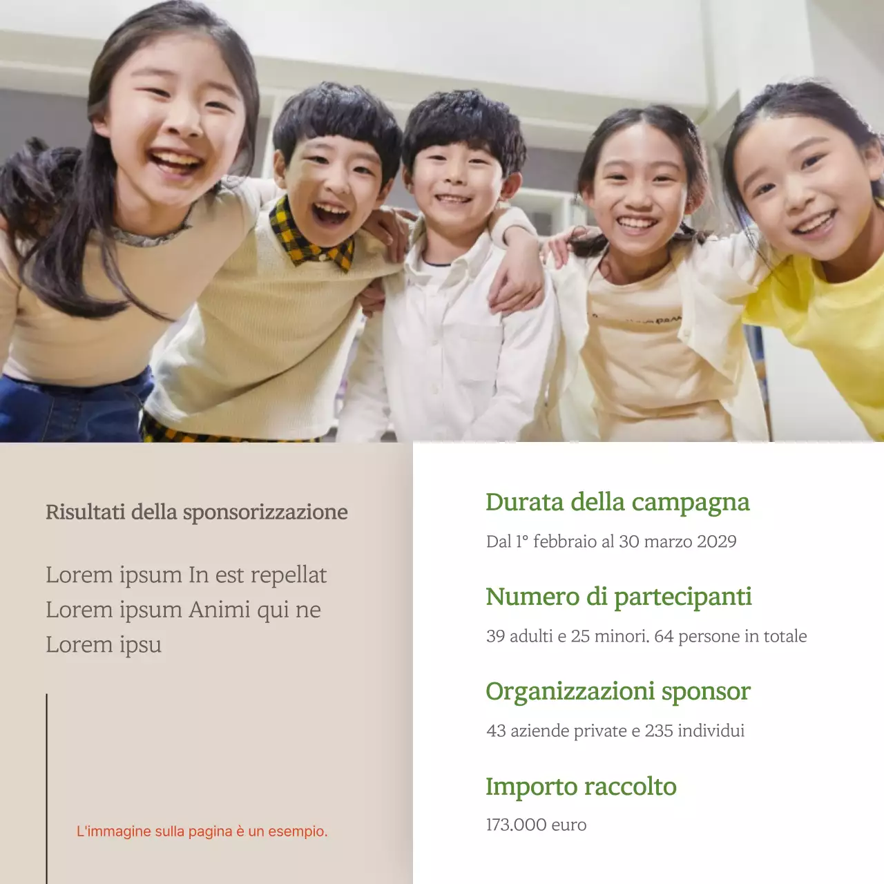 Promuovere la sponsorizzazione dei bambini con il minimalismo bianco e marrone