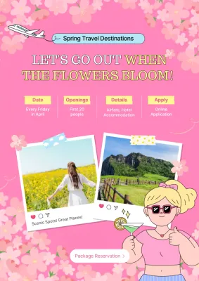 Pink Trendy Travel Promotion Poster
