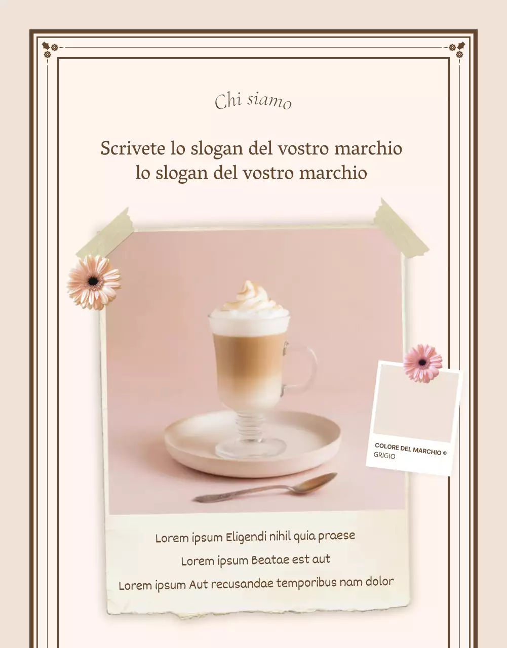 Pagina introduttiva o annuncio per pagine di dettaglio vintage in avorio e beige