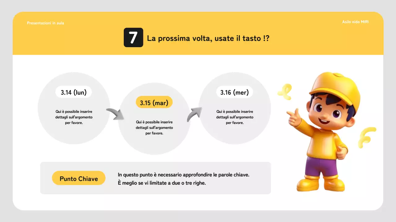 Semplice programma di lezioni prescolari in giallo e bianco