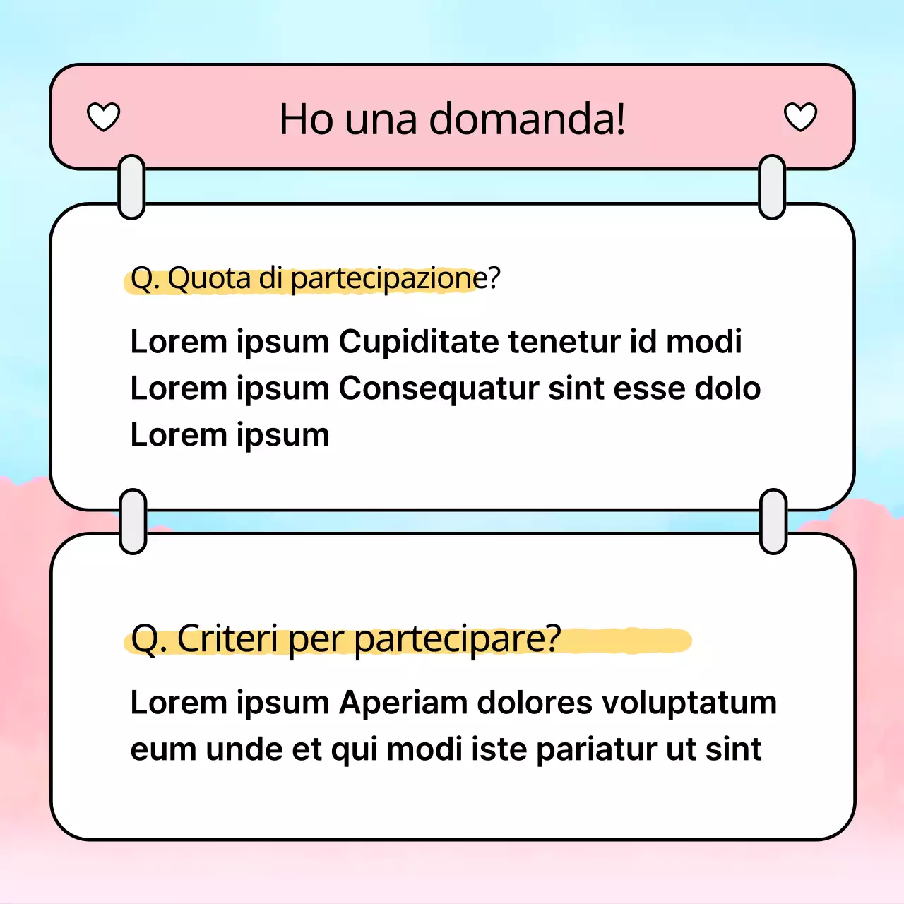 Un simpatico annuncio di appuntamento al buio in rosa e azzurro