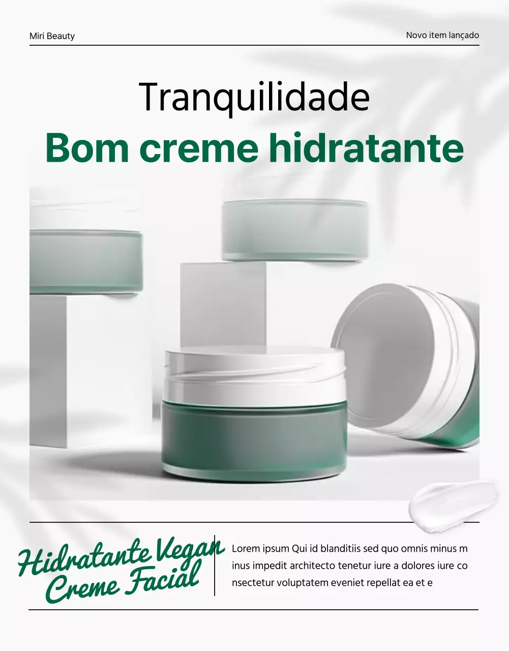 Promover cosméticos simples e naturais em verde e branco