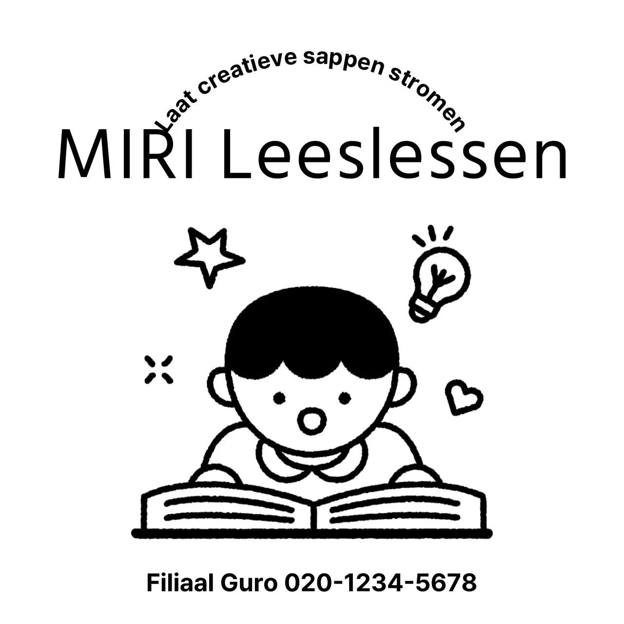 Promotioneel schoolontwerp met illustratie van een kind dat een boek leest