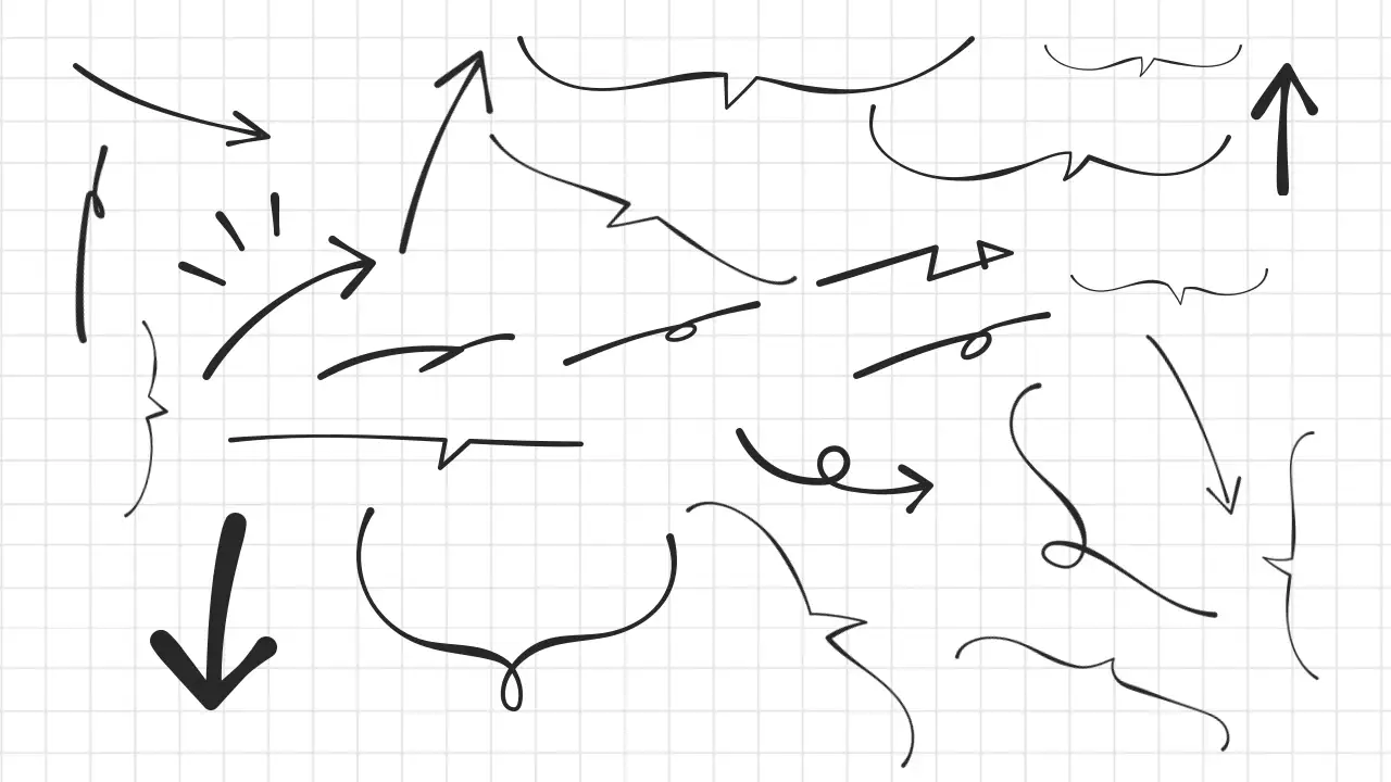 Flèches et bulles dessinées à la main