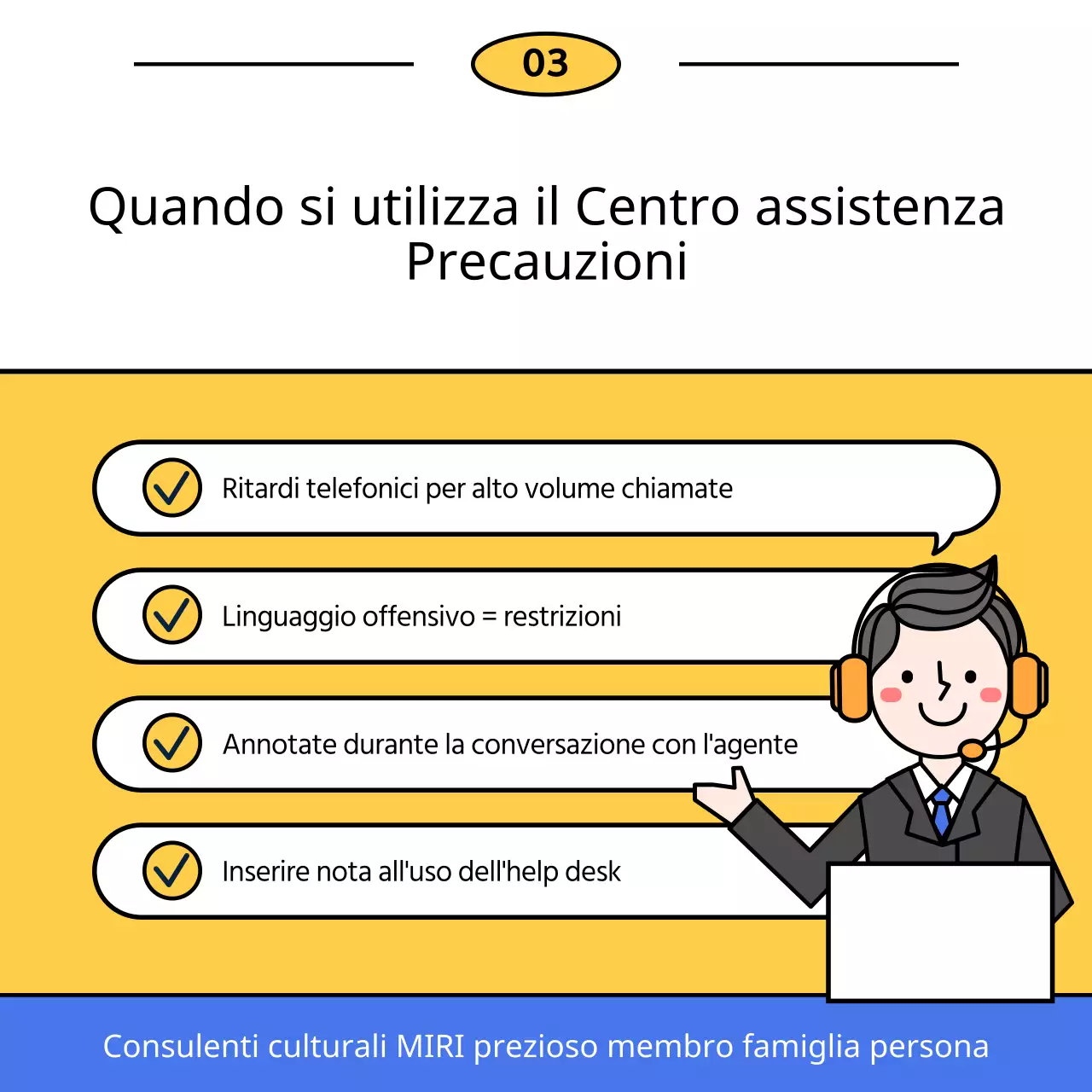 Una semplice guida gialla e blu per l'help desk
