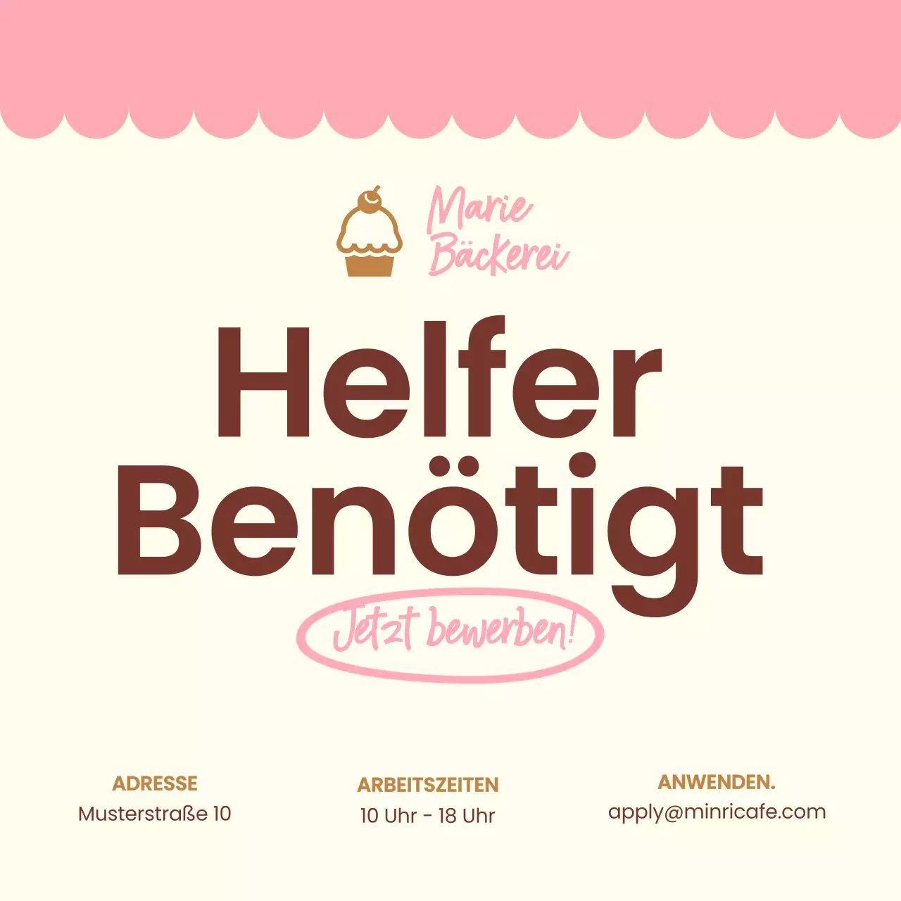 Pink and Brown Simple Bakery Einstellung von Personal