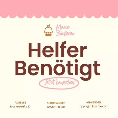 Pink and Brown Simple Bakery Einstellung von Personal