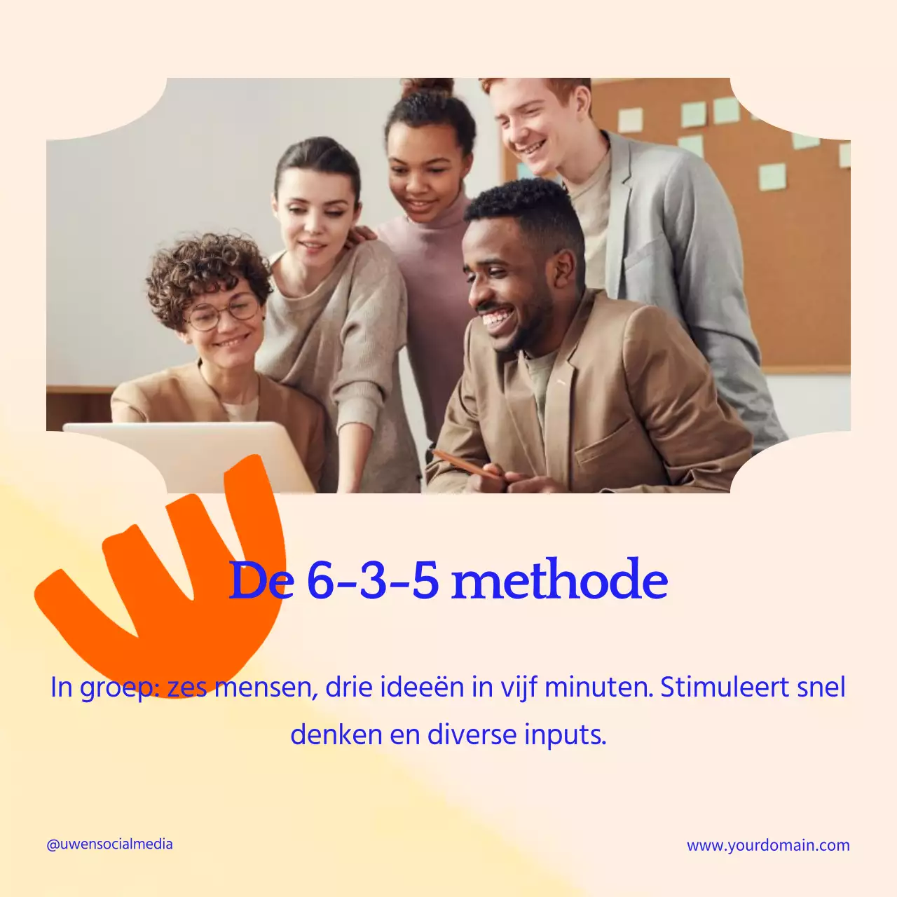 Oranje en Blauw Moderne Brainstormtechnieken Strategieën