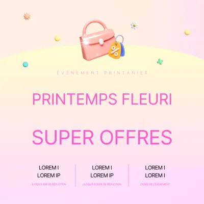 Une annonce de vente de printemps moderne en rose et violet