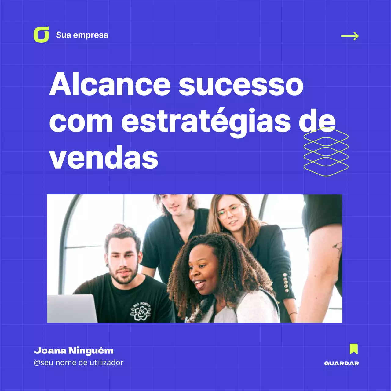 Dicas de negócios geométricas azuis e néon Publicidade