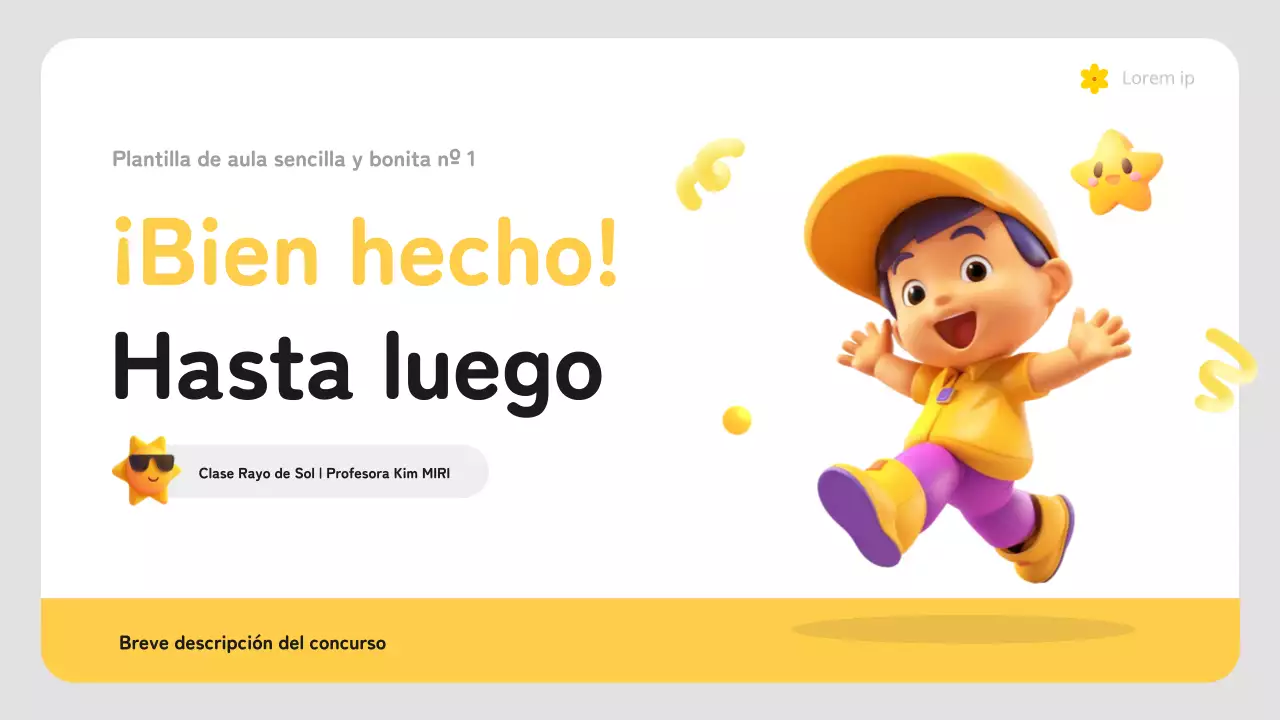 Plan sencillo de clases de preescolar en amarillo y blanco