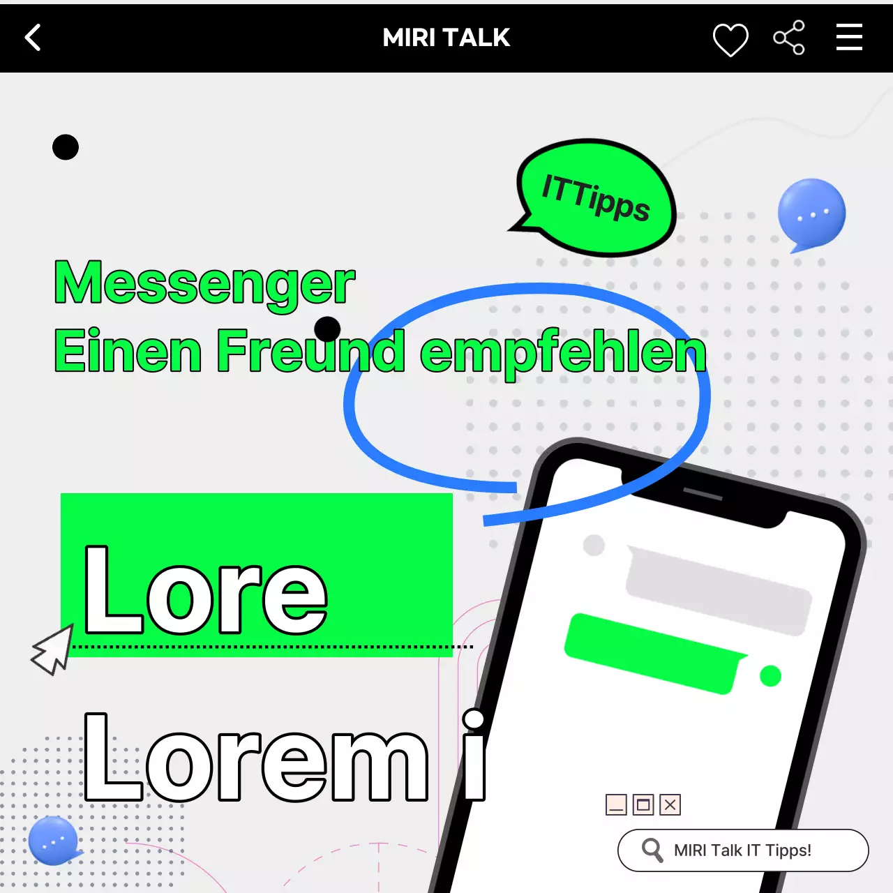 Kitschiger Handy-Händler in Grün und Schwarz erklärt