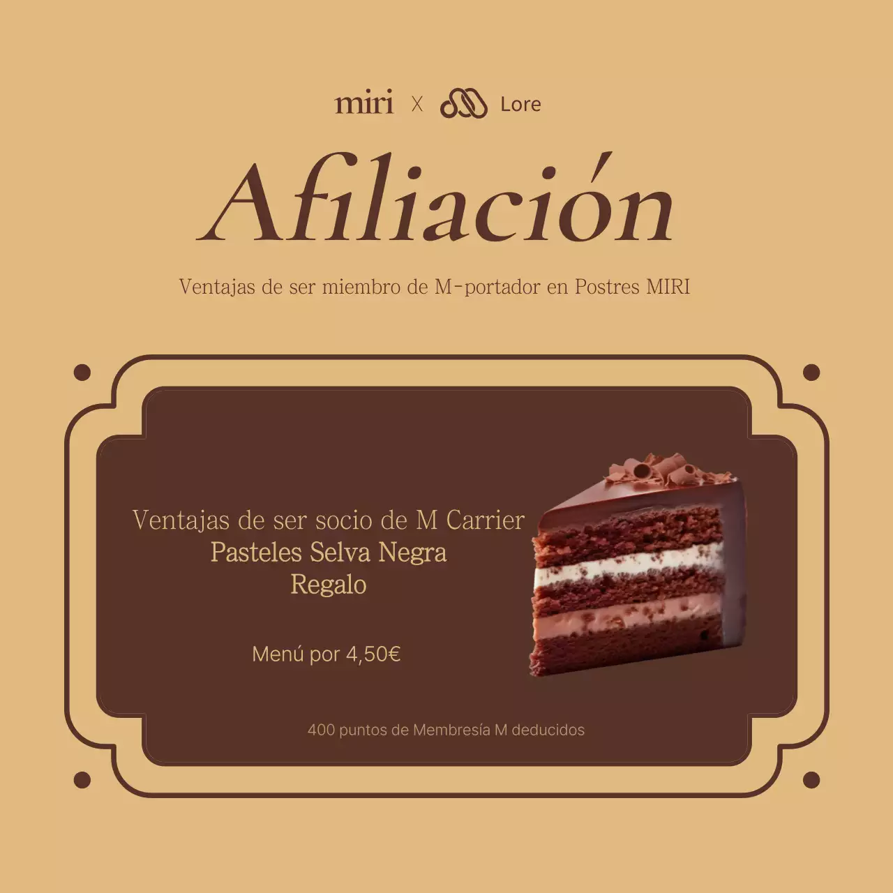 Clásica cafetería de postres en marrón y dorado para promocionar su anuncio
