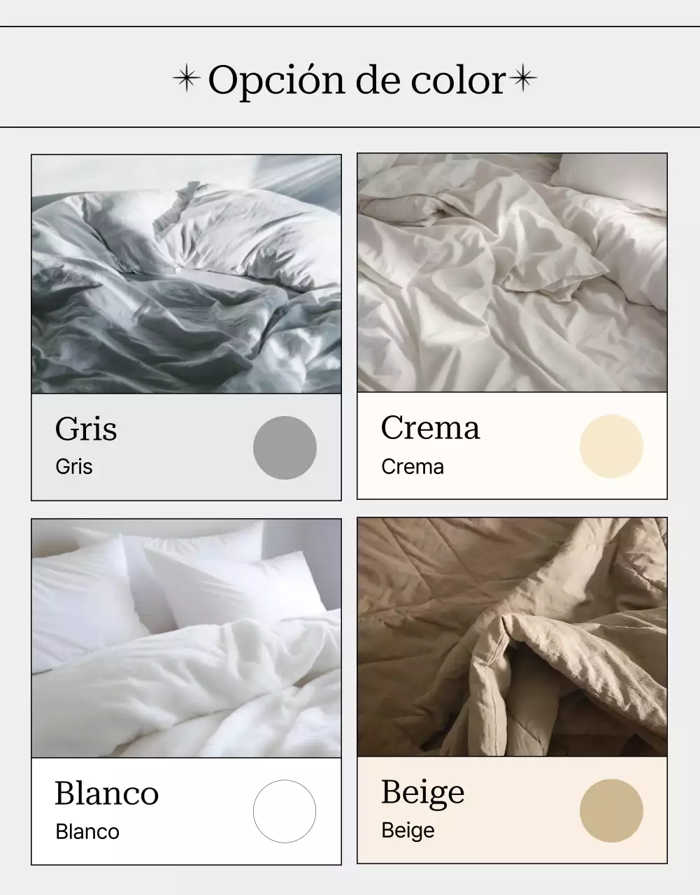 Promover la ropa de cama gris y moderna