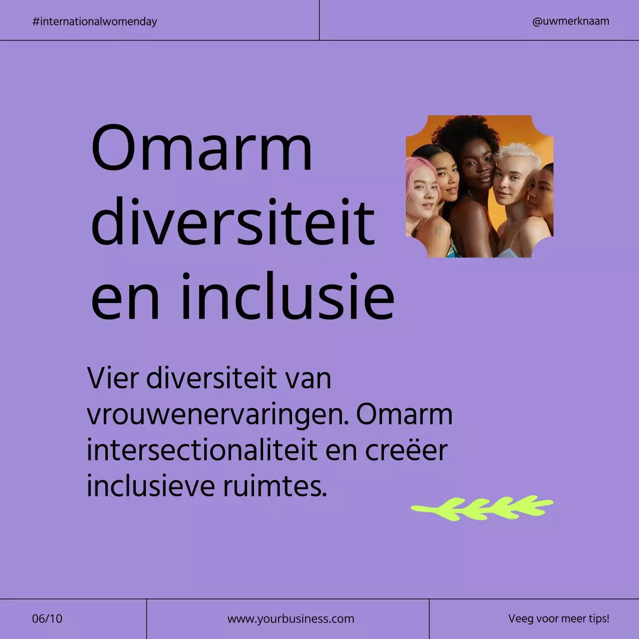 Paarse en neon moderne internationale vrouwendagcampagne