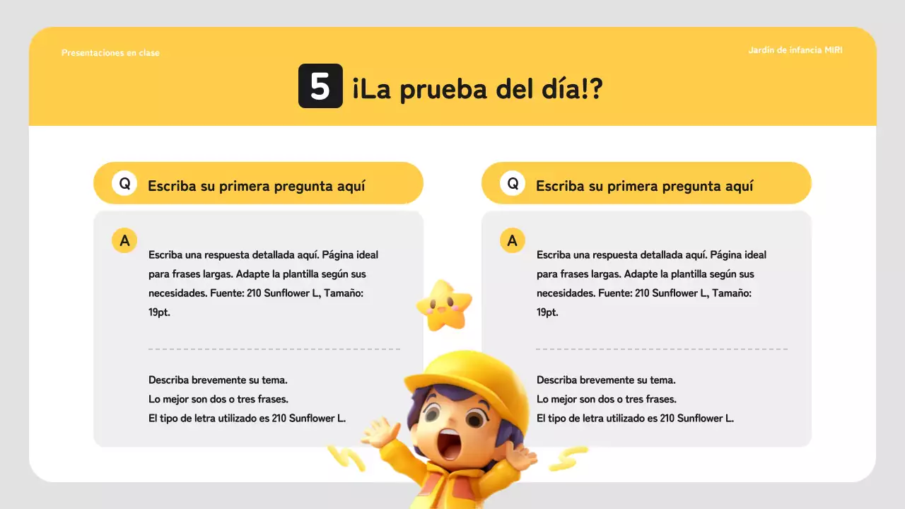 Plan sencillo de clases de preescolar en amarillo y blanco