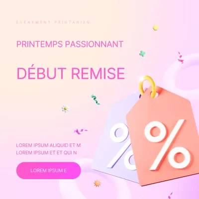 Une annonce de vente de printemps moderne en rose et violet
