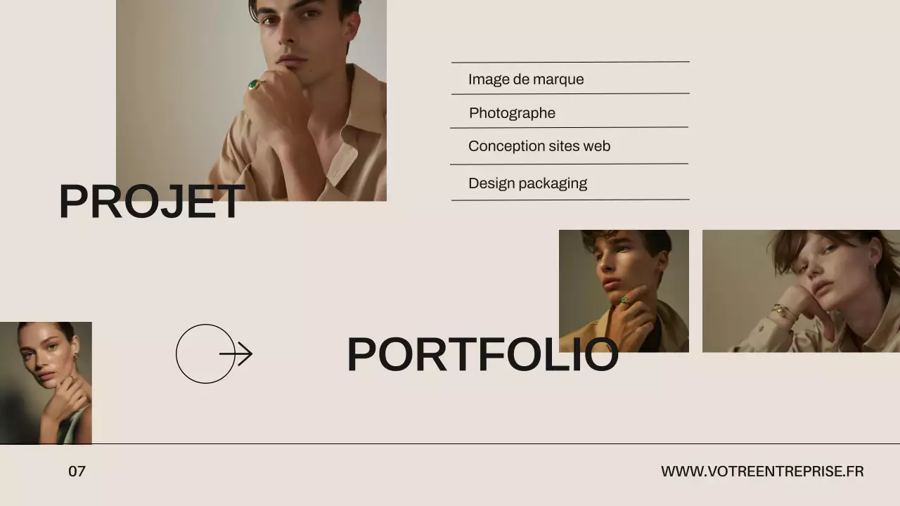 Portefeuille de design créatif minimaliste beige et noir