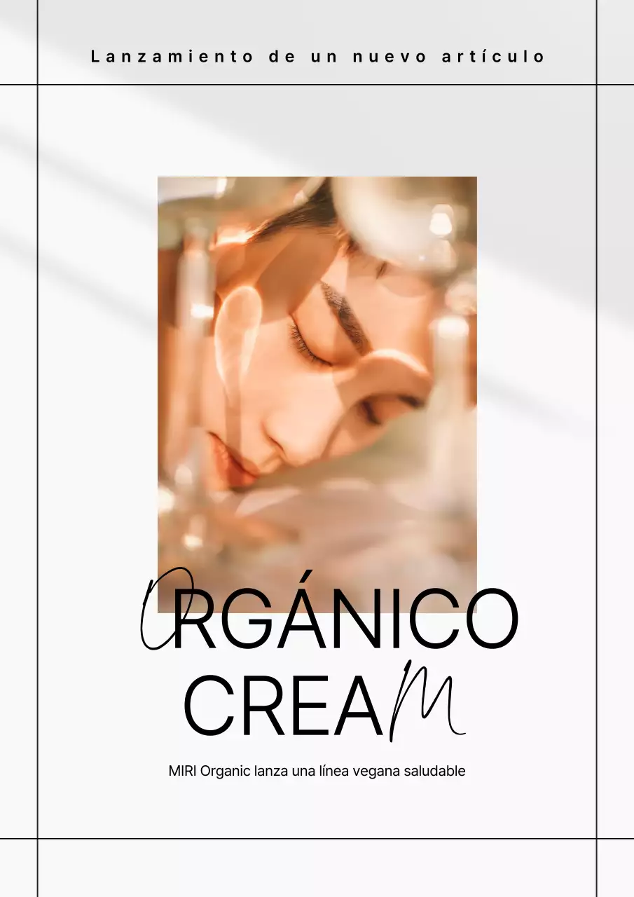 Cartel publicitario de un nuevo producto de belleza sencillo en verde y blanco