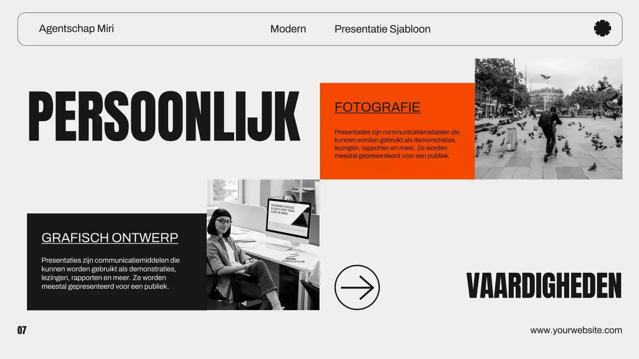 Oranje en Zwart Modern Grafisch Ontwerp Creatief Portfolio