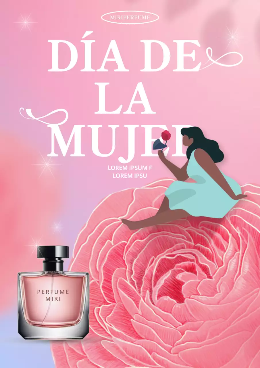 Promoción de una sencilla exposición de perfumes de rosa en rosa y malva
