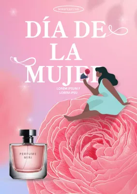 Promoción de una sencilla exposición de perfumes de rosa en rosa y malva