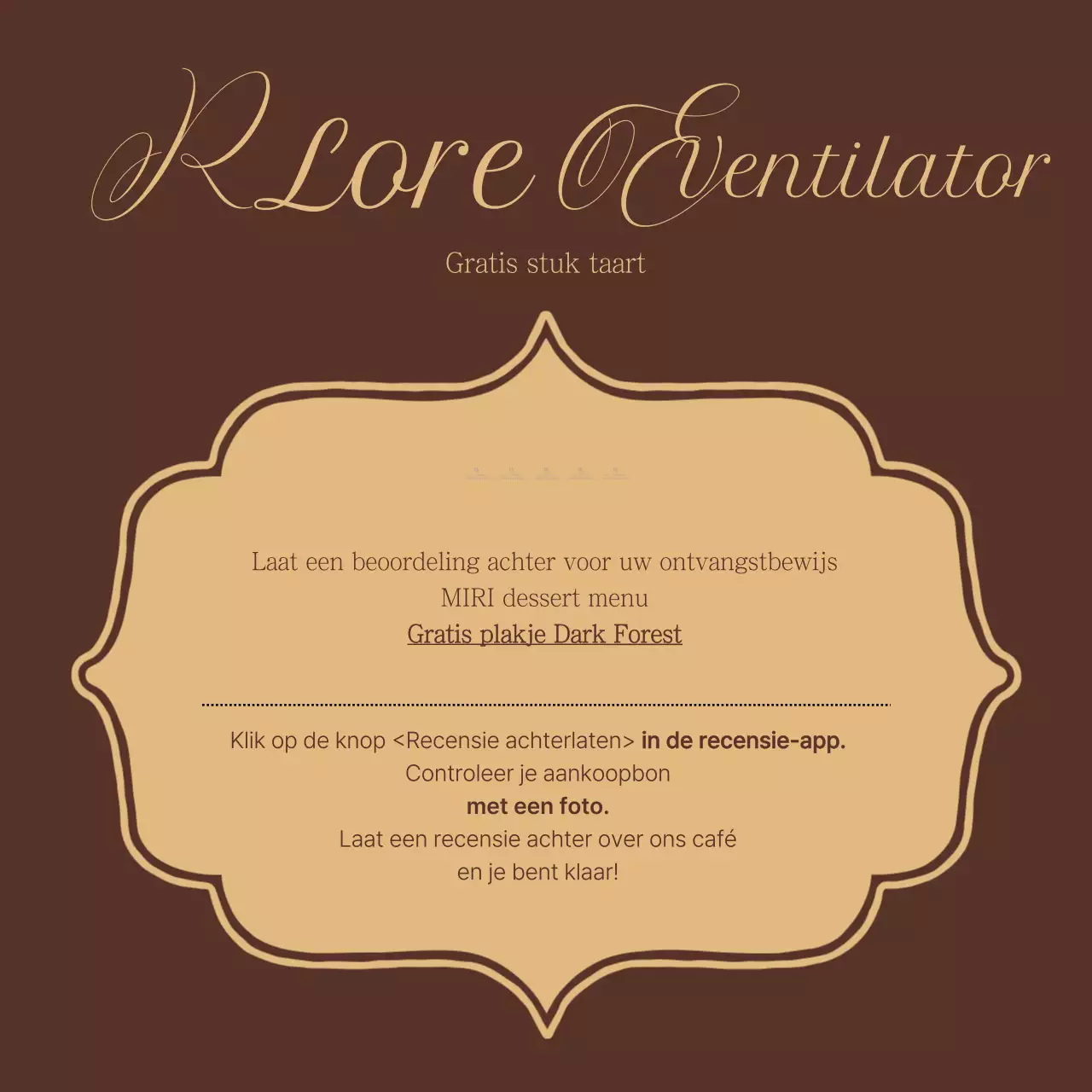 Klassiek dessertcafé in bruin en goud om je aankondiging te promoten