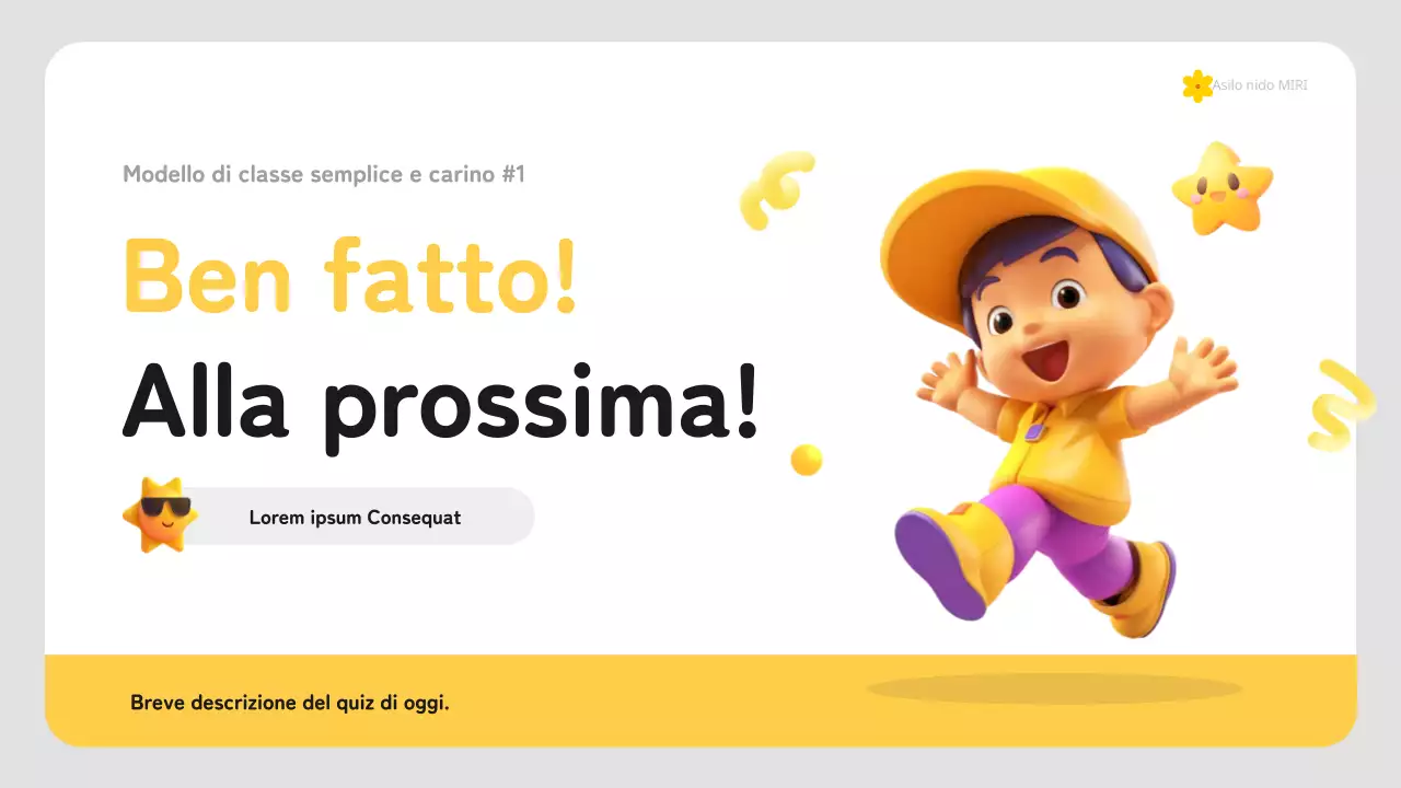 Semplice programma di lezioni prescolari in giallo e bianco