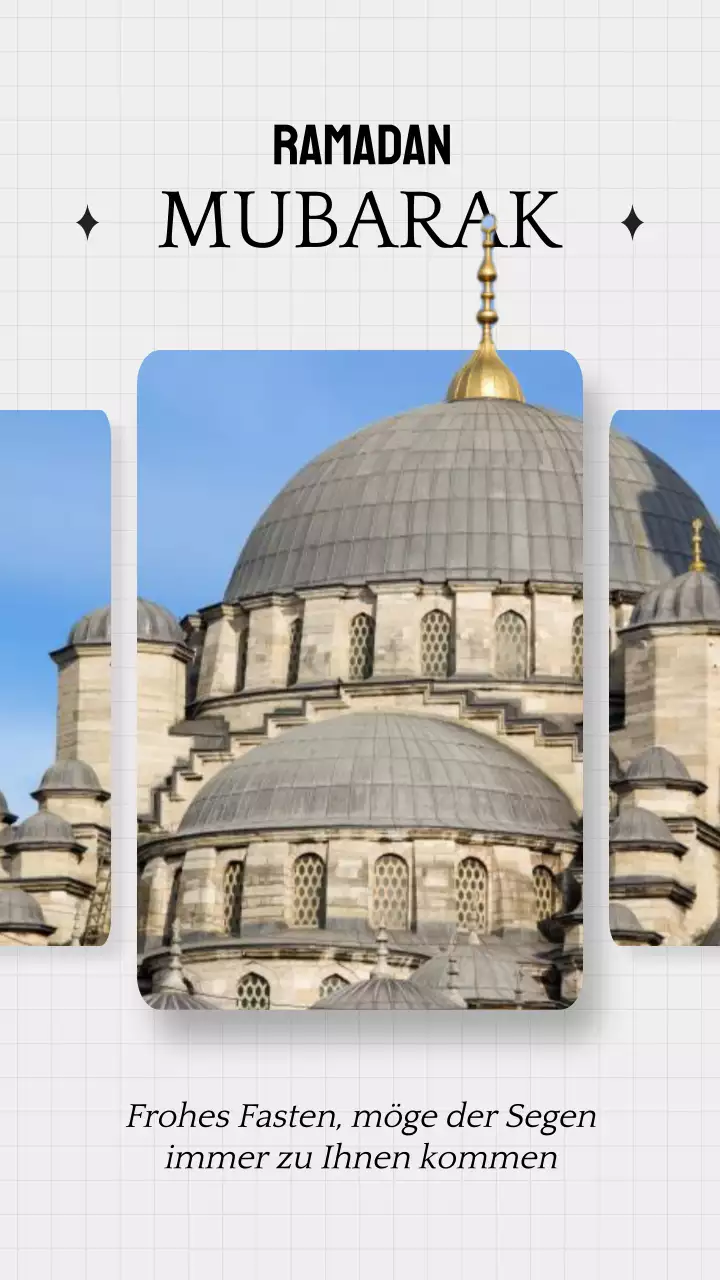 Grau und Weiß Einfache Ramadan Mubarak Grüße Promotion