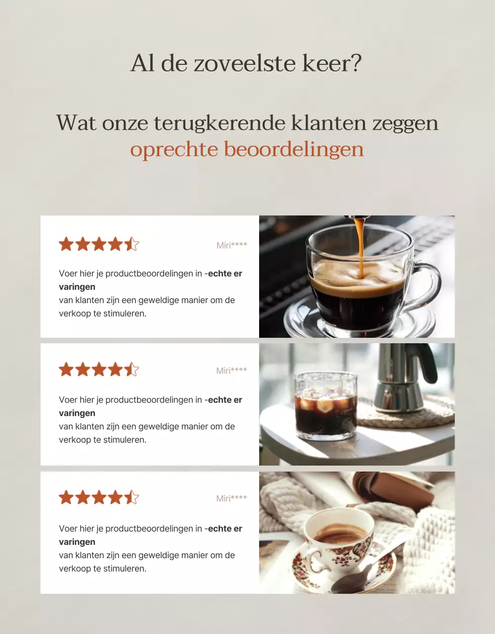 Promoot moderne Nederlandse koffie op een bruine achtergrond