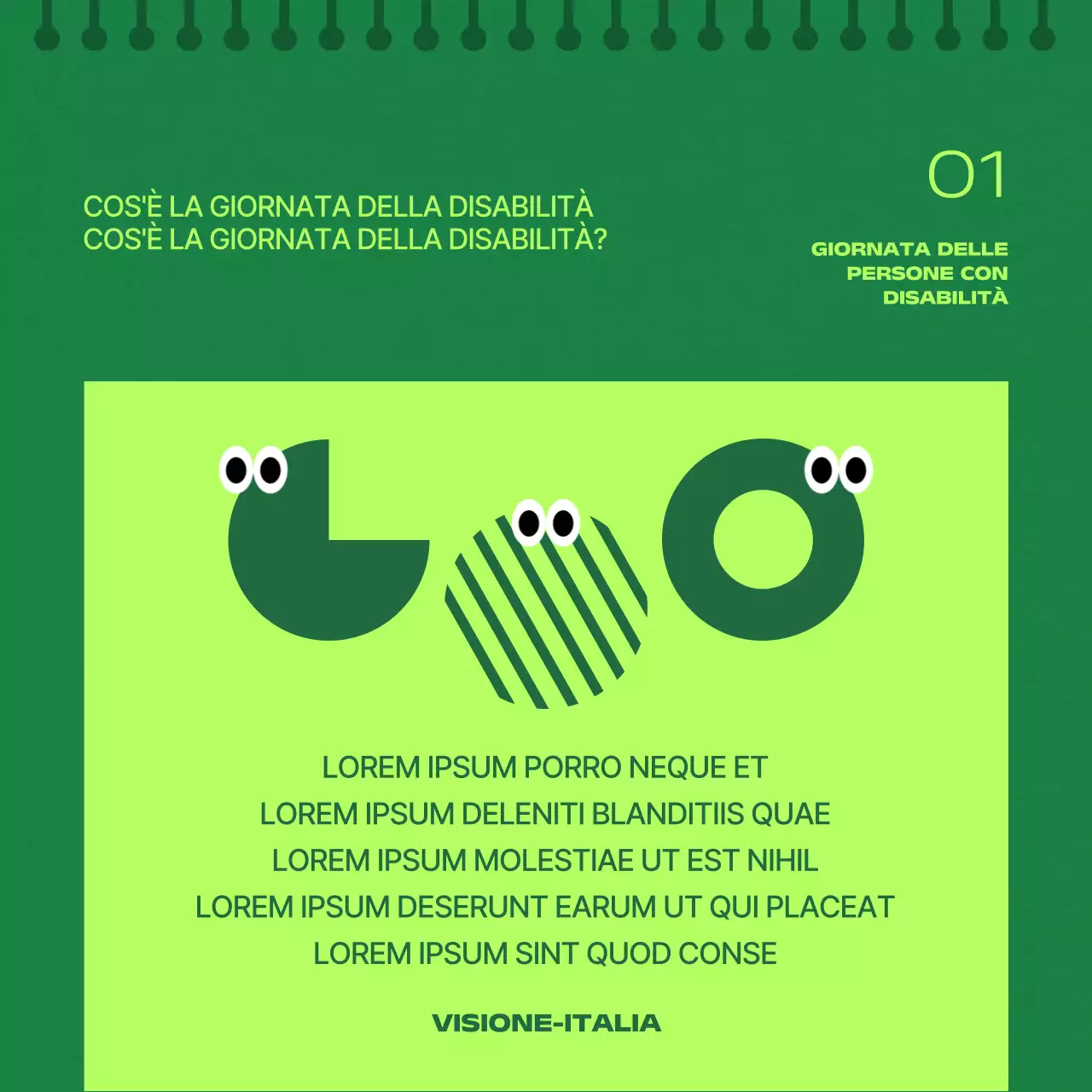 Posta geometrica per la Giornata della disabilità in rosa e giallo caldo