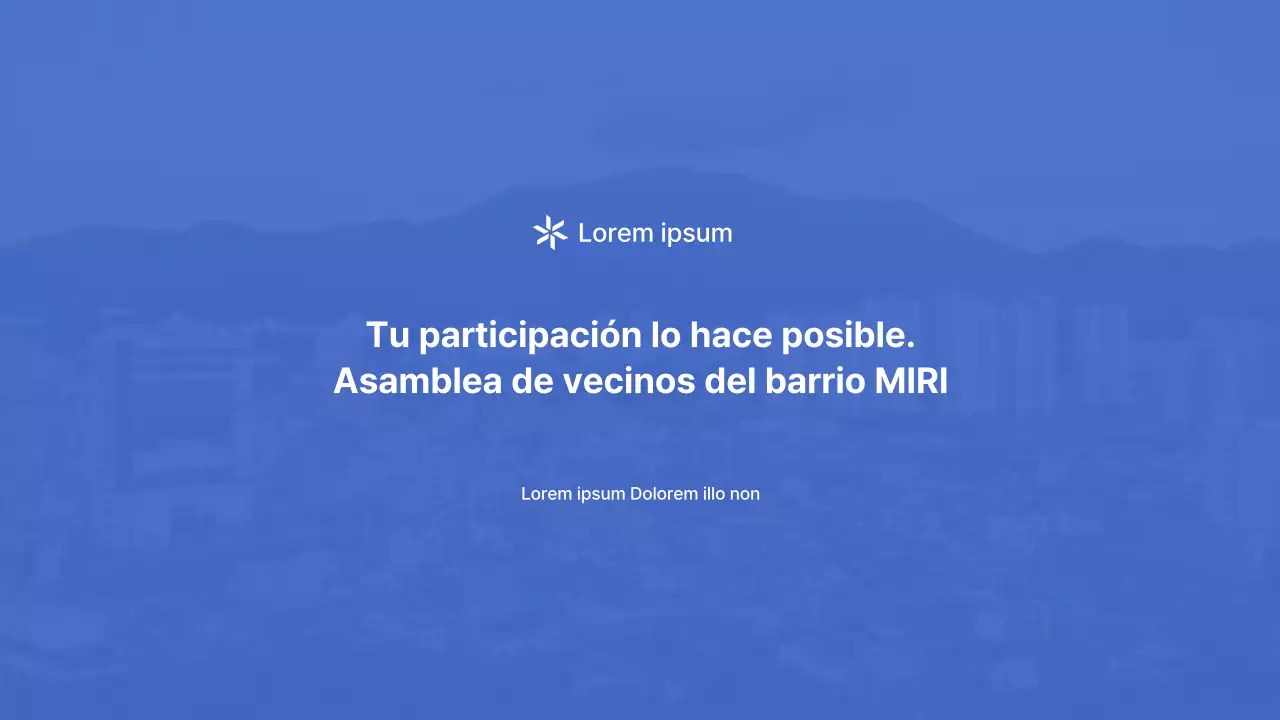 Un sencillo folleto azul y blanco de asociación de vecinos