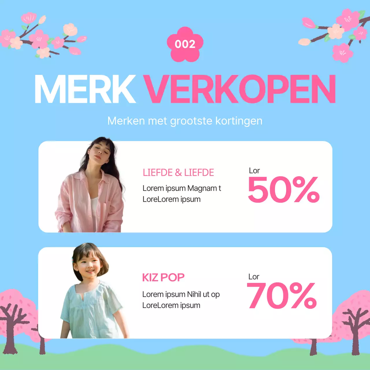Promoot een mooie voorjaarsuitverkoop in lichtblauw en roze