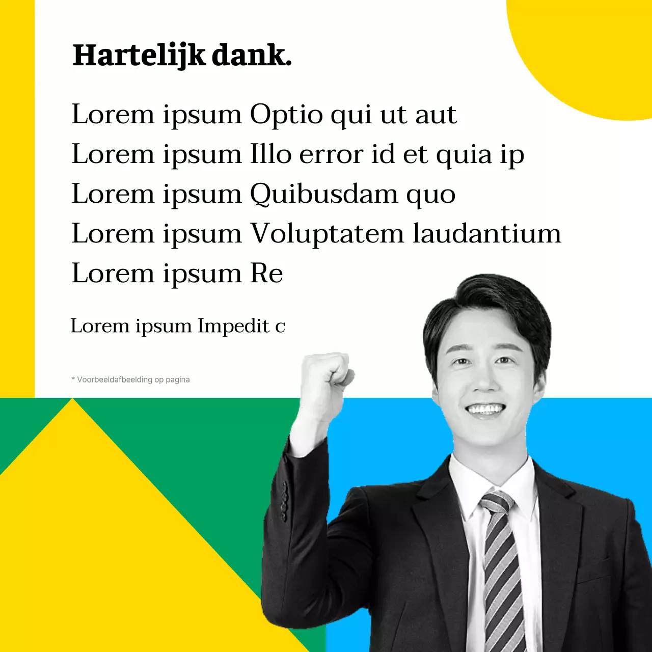 Een eenvoudige geel met blauwe non-profit aankondiging van sponsoring door openbare instellingen