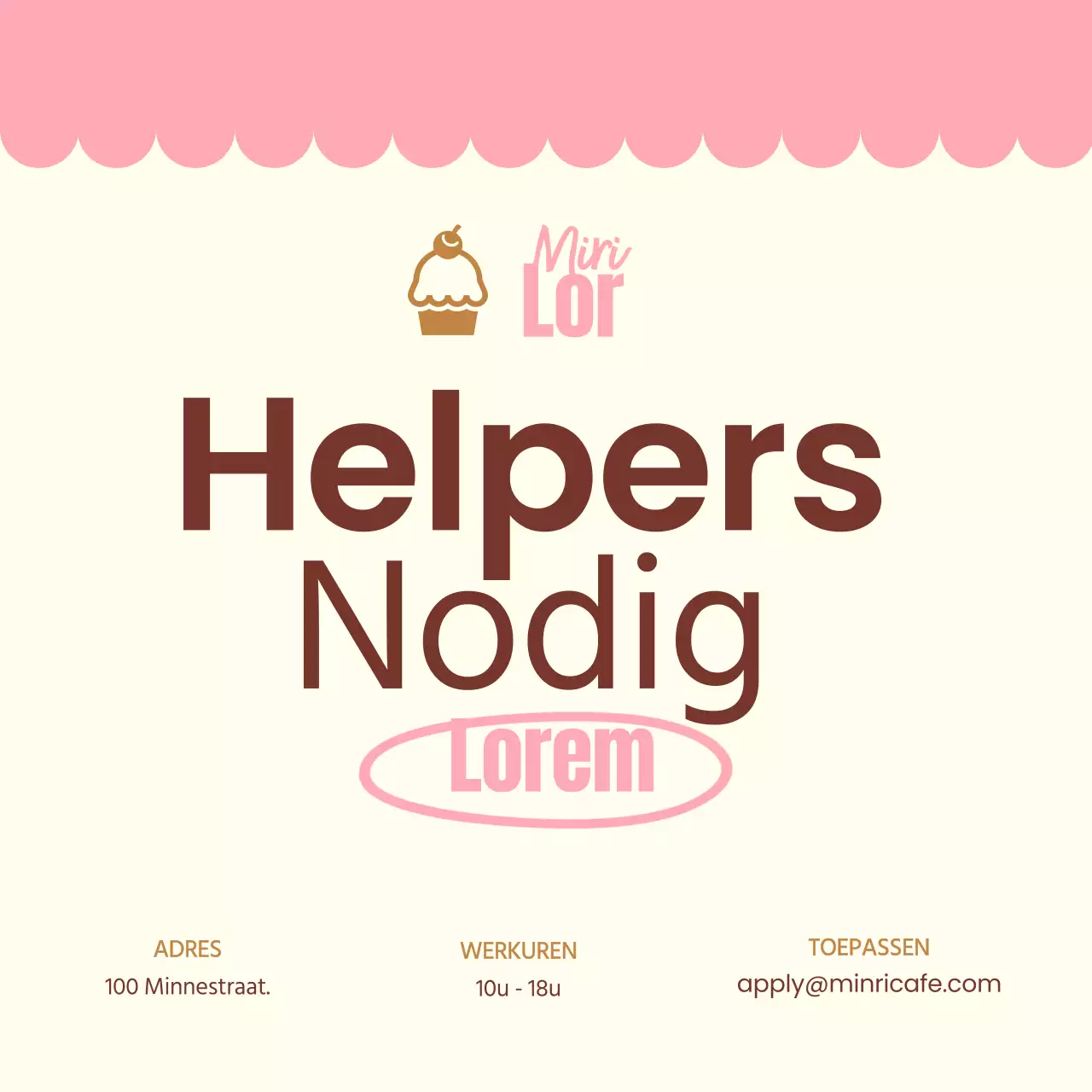 Roze en Bruine eenvoudige bakkerij werft aan