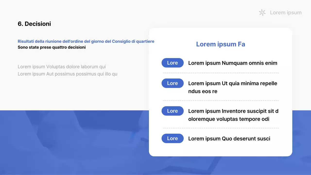 Un semplice prospetto di associazione di quartiere in bianco e blu