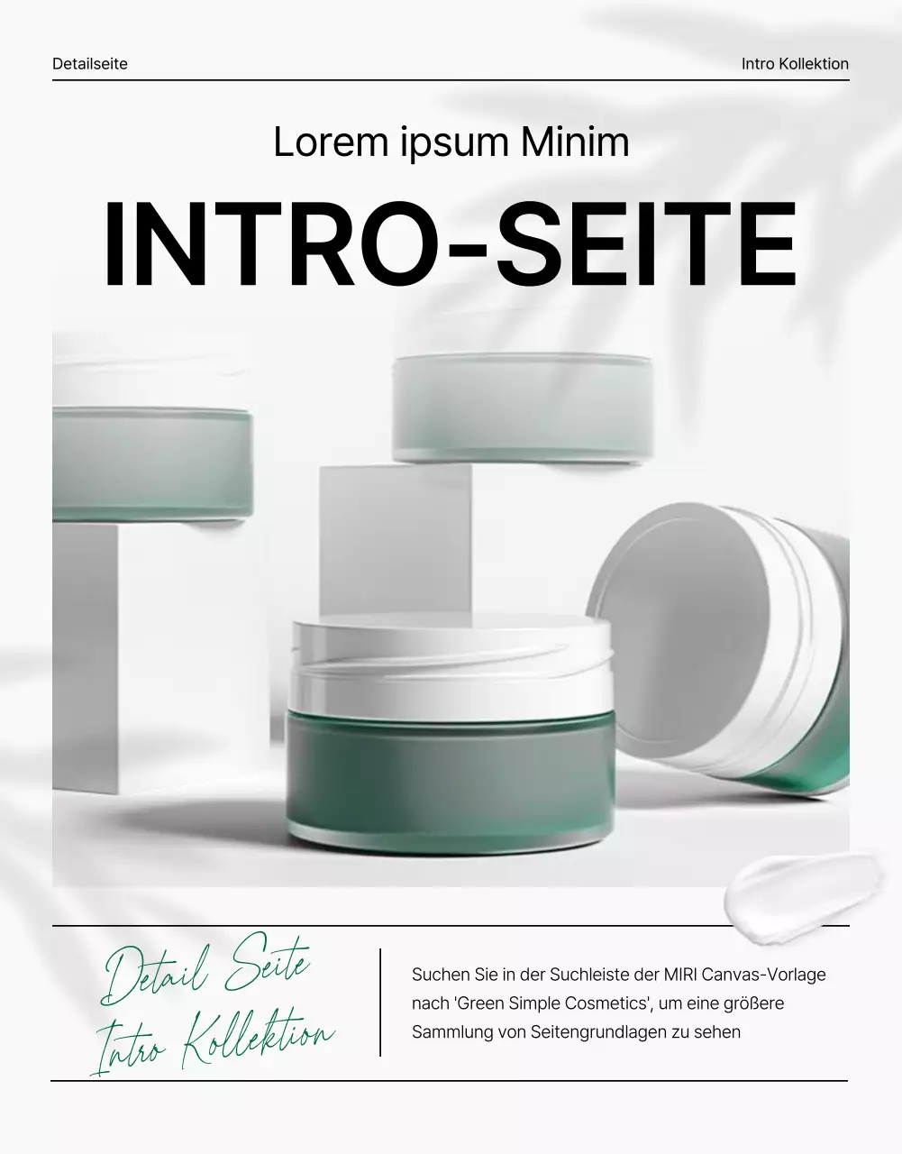 Förderung einer einfachen grün-weißen Intro-Seite für Naturkosmetik