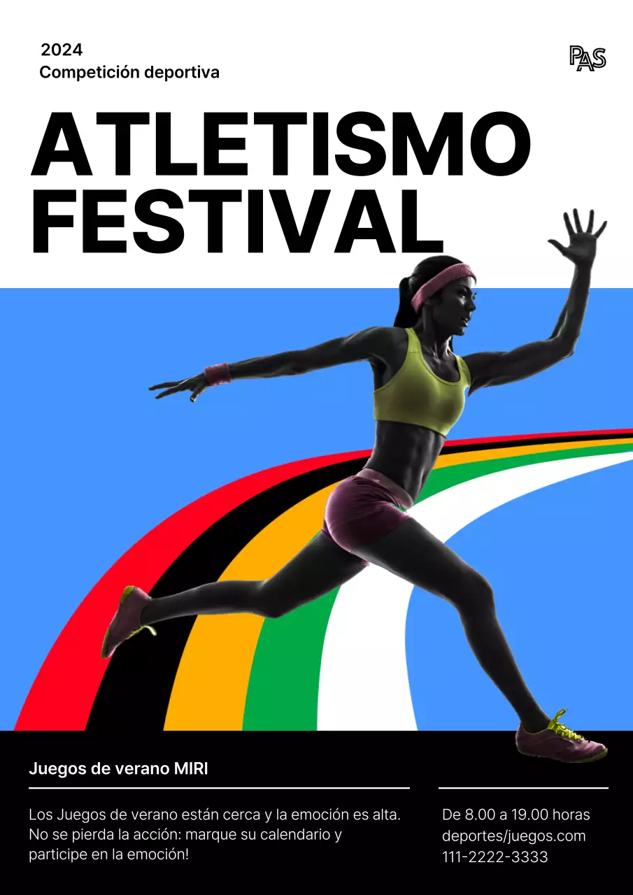 Promover InterHigh, una competición atlética nacional de secundaria moderna en rojo y azul.