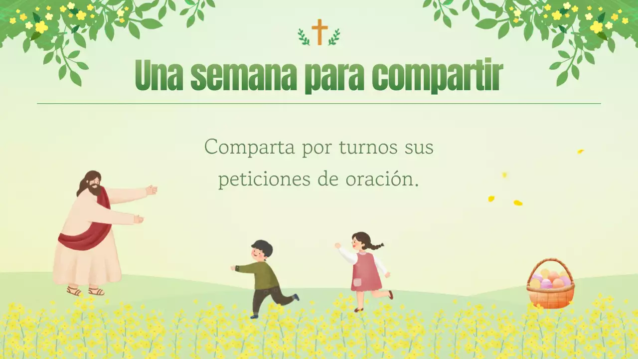 Guía de servicios naturales de Semana Santa en chartreuse y amarillo