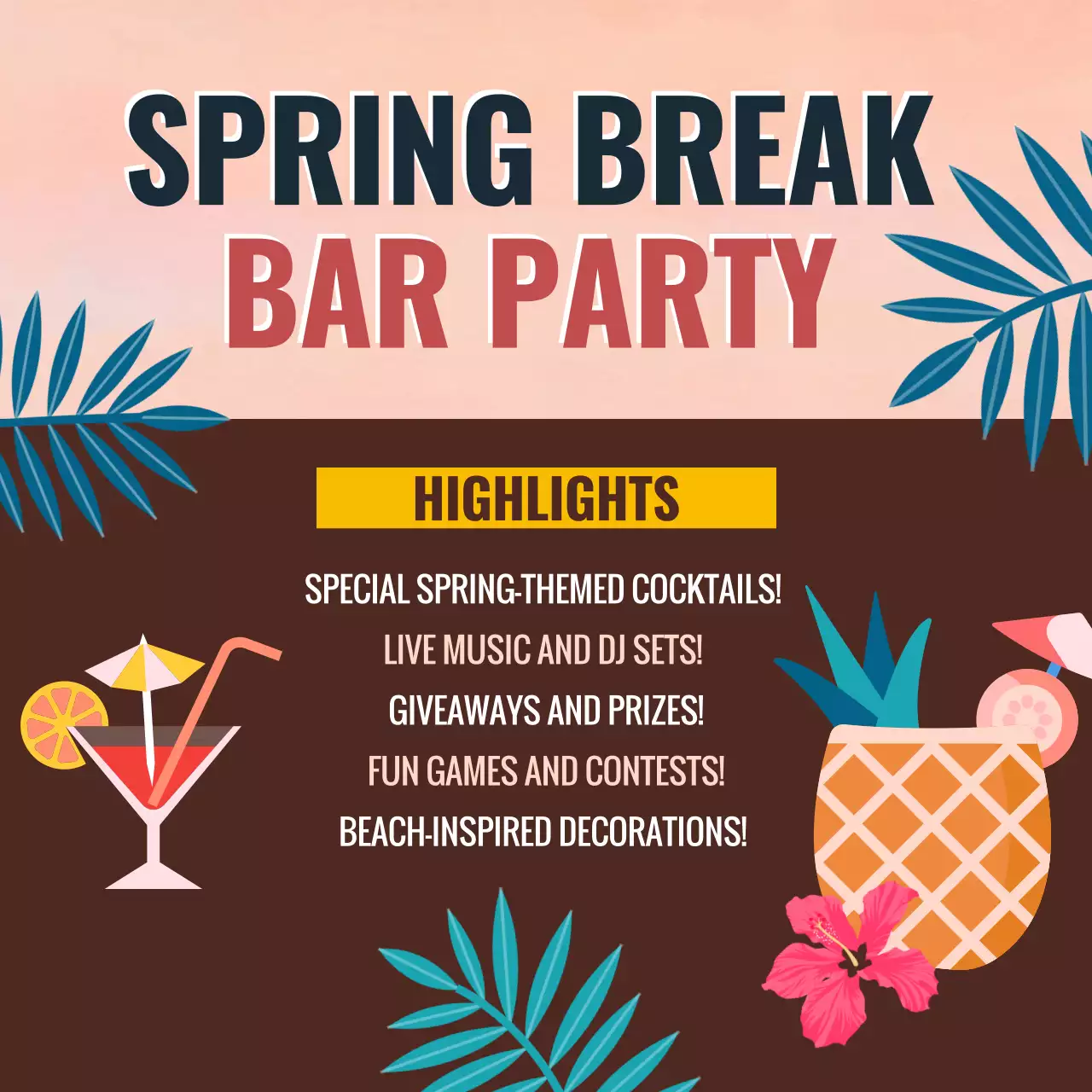 Blue Retro Party Invitation Social Media Post