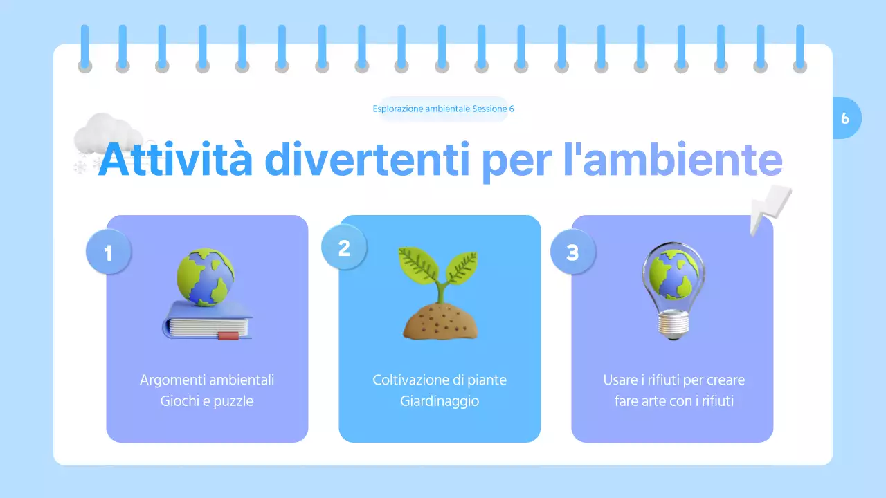 Una graziosa risorsa per l'educazione ambientale in azzurro e viola