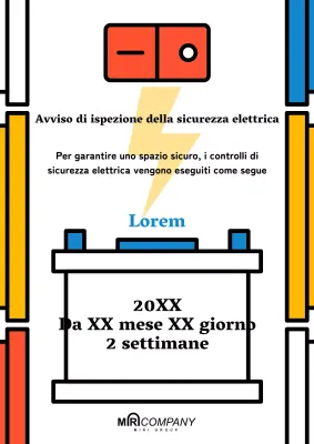 Semplice avviso di sicurezza elettrica in bianco e arancione