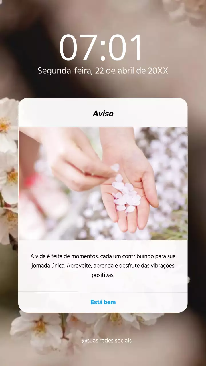 Aviso de lembrete com citação mínima em castanho e branco