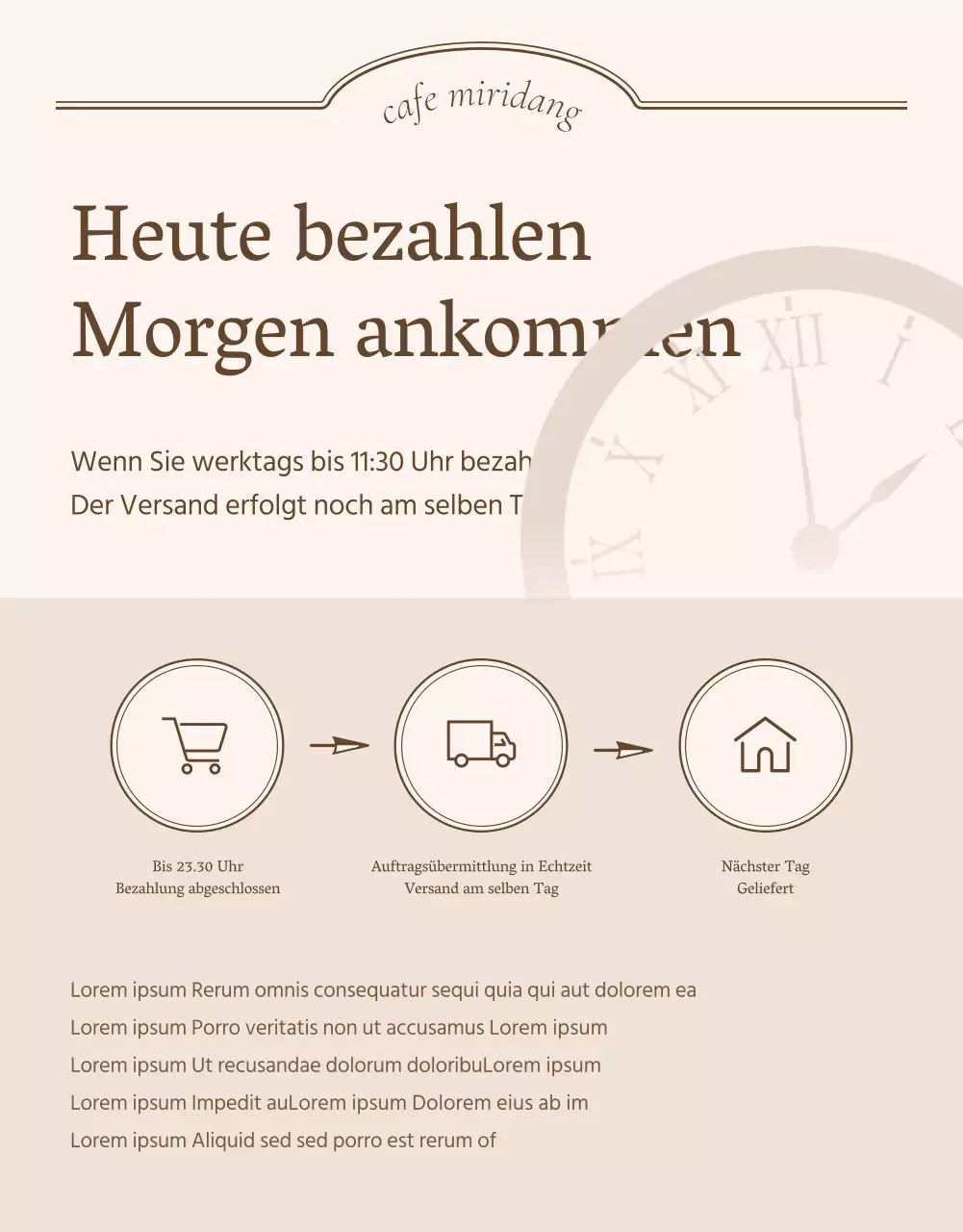 Werbung für eine Café-Bäckerei mit Vintage-Konzept in Elfenbein und Beige